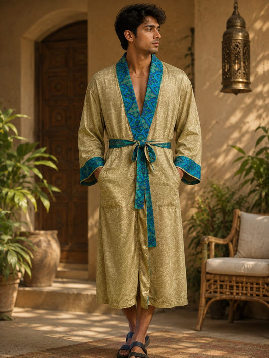 Silky Soft Mens Kimono Robe | Masculine Elegant Classic Sustainable Vintage House Robe gift, Timeless Comfy Lounge Beach Cover Up, Nightwear