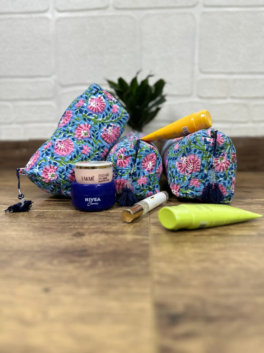 block-printed Toiletry & Makeup Bag