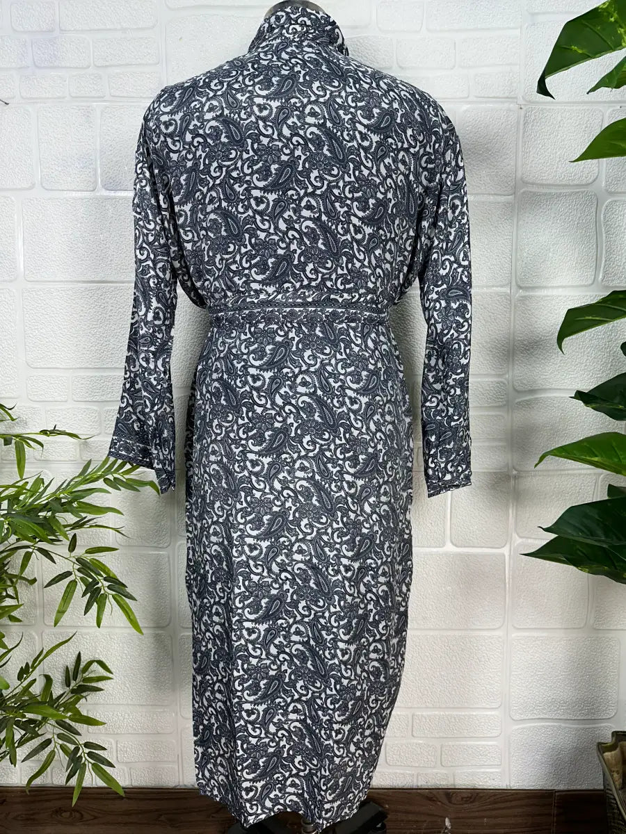 Men's Silk Long Kimono Robe