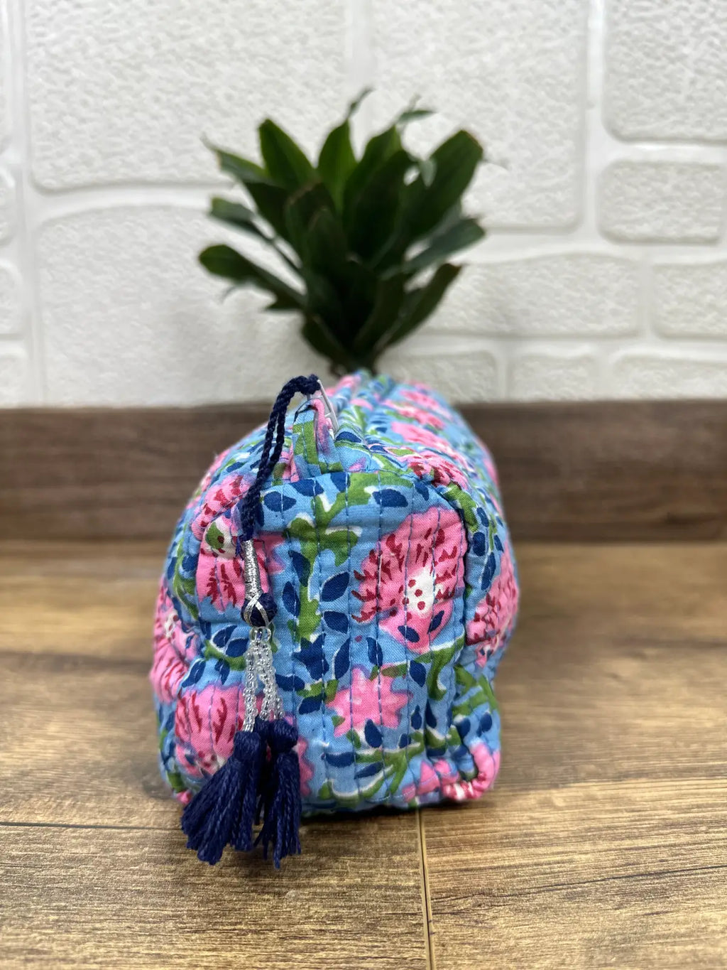 block-printed Toiletry & Makeup Bag