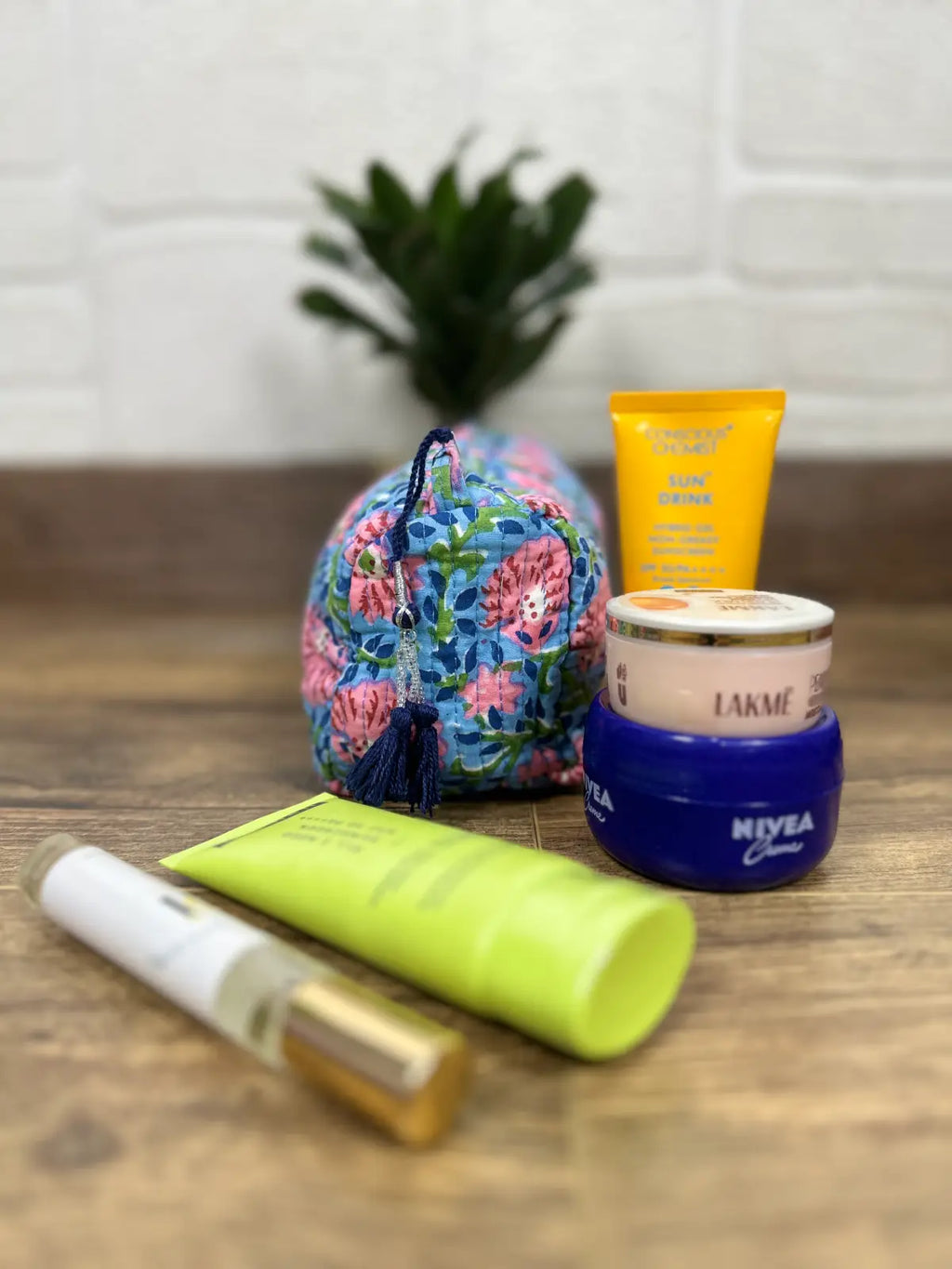 block-printed Toiletry & Makeup Bag