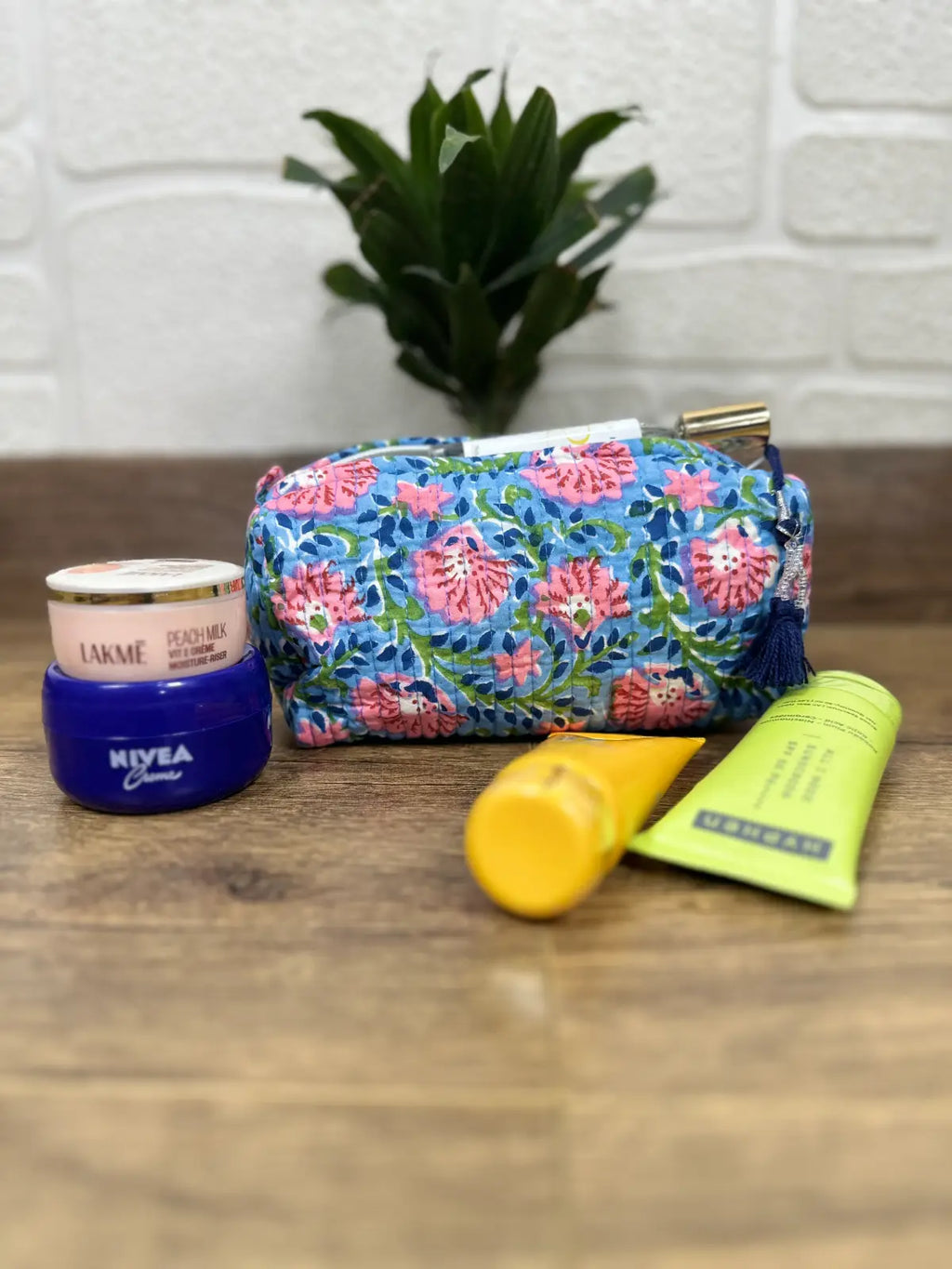 block-printed Toiletry & Makeup Bag