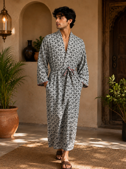Silky Soft Mens Kimono Robe | Masculine Elegant Classic Sustainable Vintage House Robe gift, Timeless Comfy Lounge Beach Cover Up, Nightwear