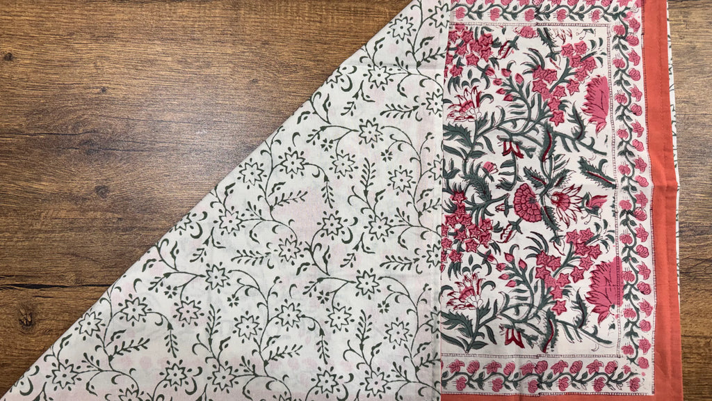 Pure Soft Cotton Bedsheet with Pillow Covers | Hand Block Printed Jaipuri Floral Bedspread Queen King Size Summer Boho Home Decor | Gift Set