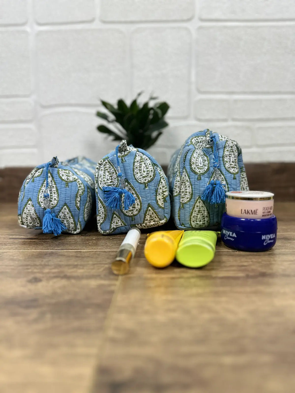 block-printed Toiletry & Makeup Bag