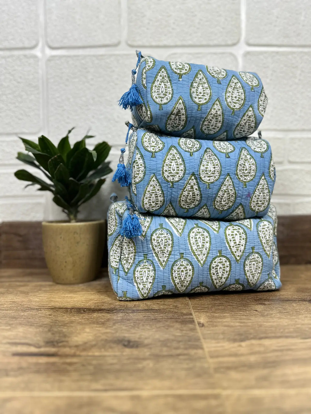 block-printed Toiletry & Makeup Bag
