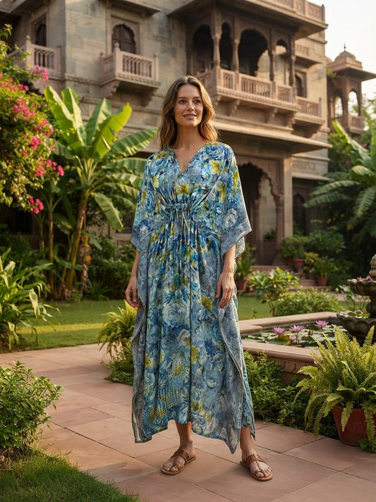 Kaftan Dress | Recycle Silky Soft Women Clothing, Oversize Resort Wear Caftan, Boho Beach Cover Up, Women Loose Fit Midi Dress, Gift for Her