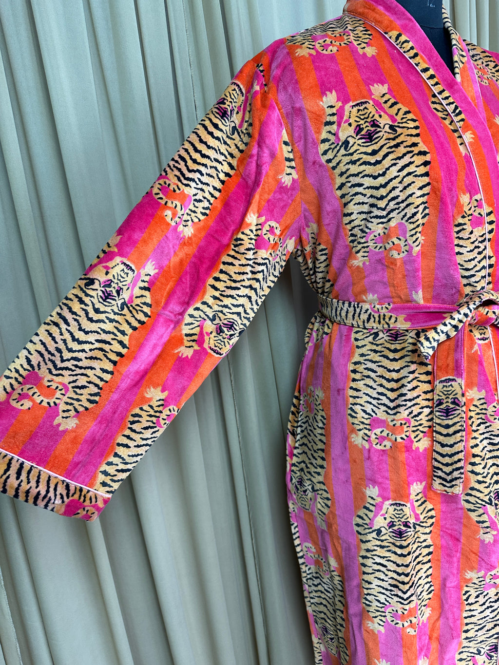 Luxury Velvet Kimono Unisex House Robe | Boho Jacket Autumn Winter Christmas Gift Elegant Reversible Cotton Lined | Quirky Gown Animal print