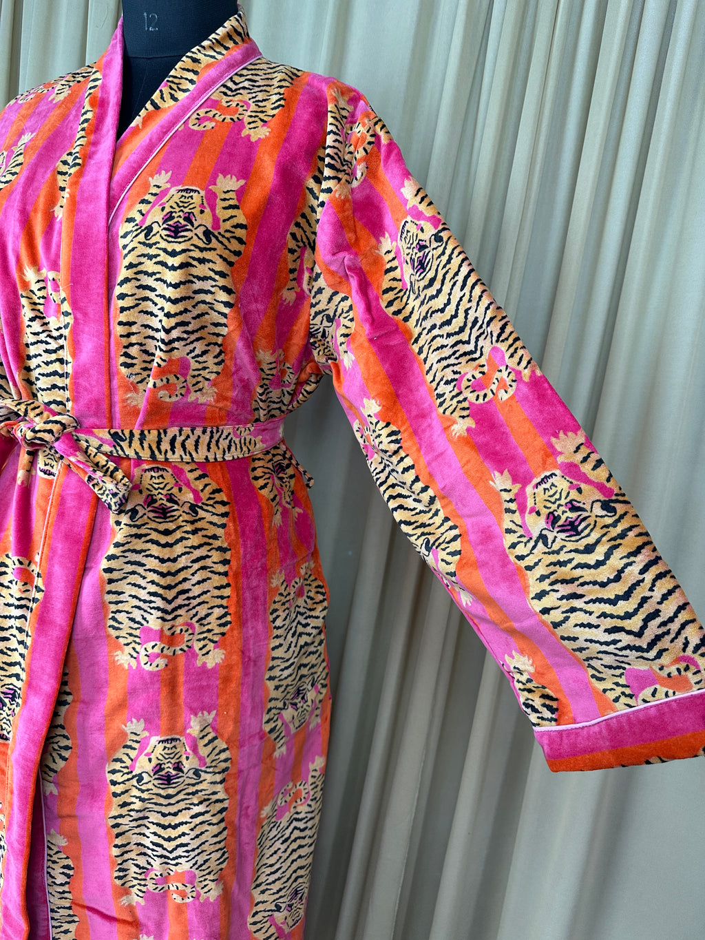 Luxury Velvet Kimono Unisex House Robe | Boho Jacket Autumn Winter Christmas Gift Elegant Reversible Cotton Lined | Quirky Gown Animal print