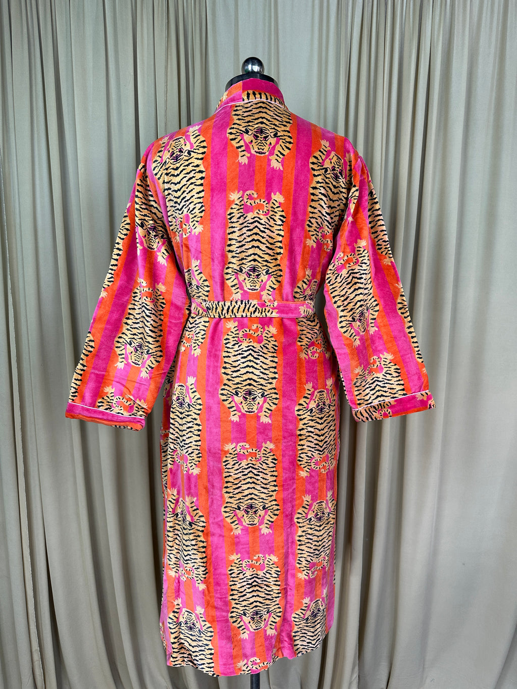 Luxury Velvet Kimono Unisex House Robe | Boho Jacket Autumn Winter Christmas Gift Elegant Reversible Cotton Lined | Quirky Gown Animal print