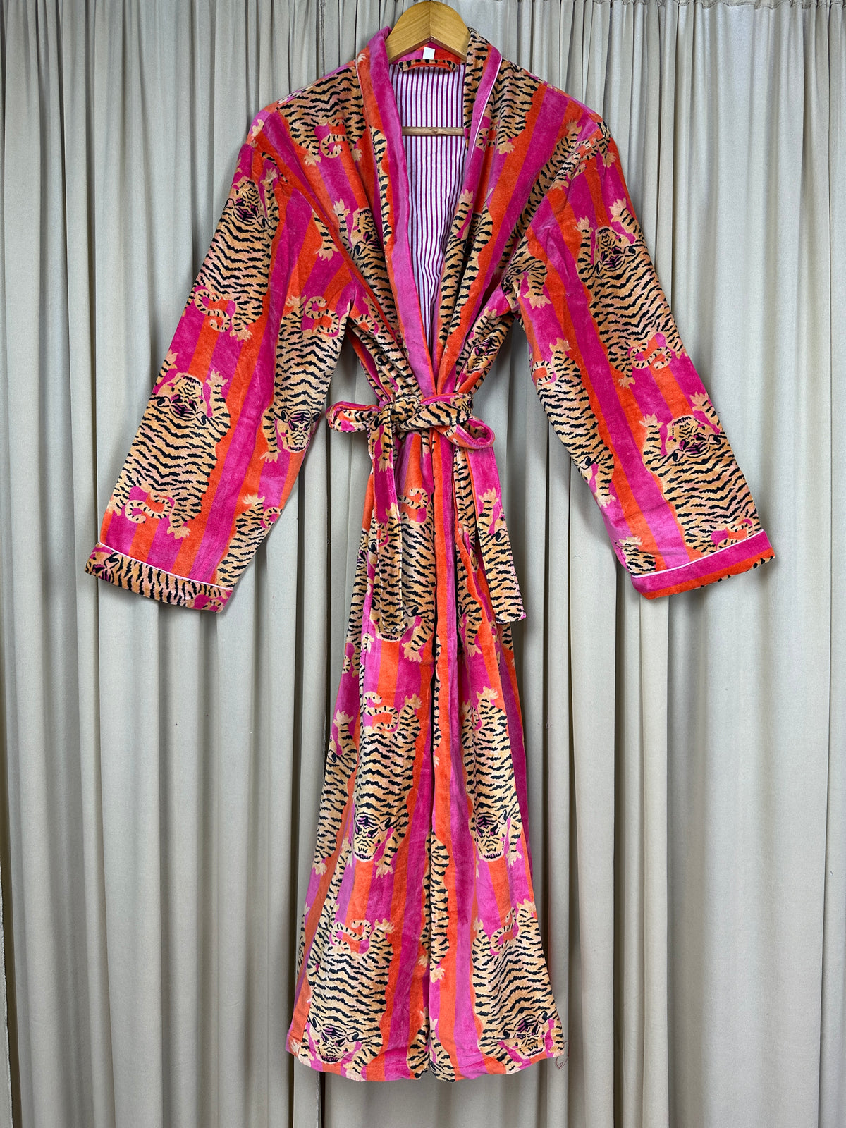 Luxury Velvet Kimono Unisex House Robe | Boho Jacket Autumn Winter Christmas Gift Elegant Reversible Cotton Lined | Quirky Gown Animal print