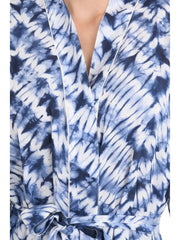 Pure Cotton Kimono Indian Handprinted Boho House Robe Summer Dress | White Blue Tie Dye Print | Beach Cover Up Wear | Christmas Present
