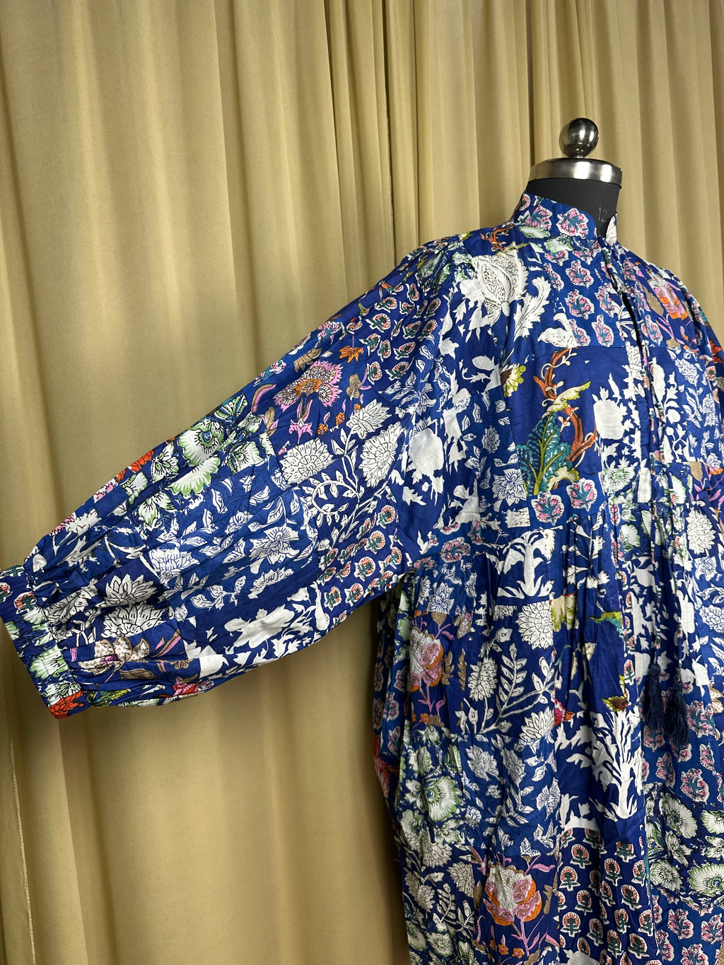 Women's Cotton Patchwork Dress in blue