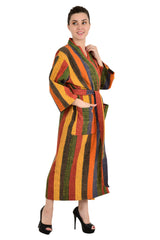 Kantha Pure Cotton Reversible Long Kimono Women Stonewashed Boho Robe