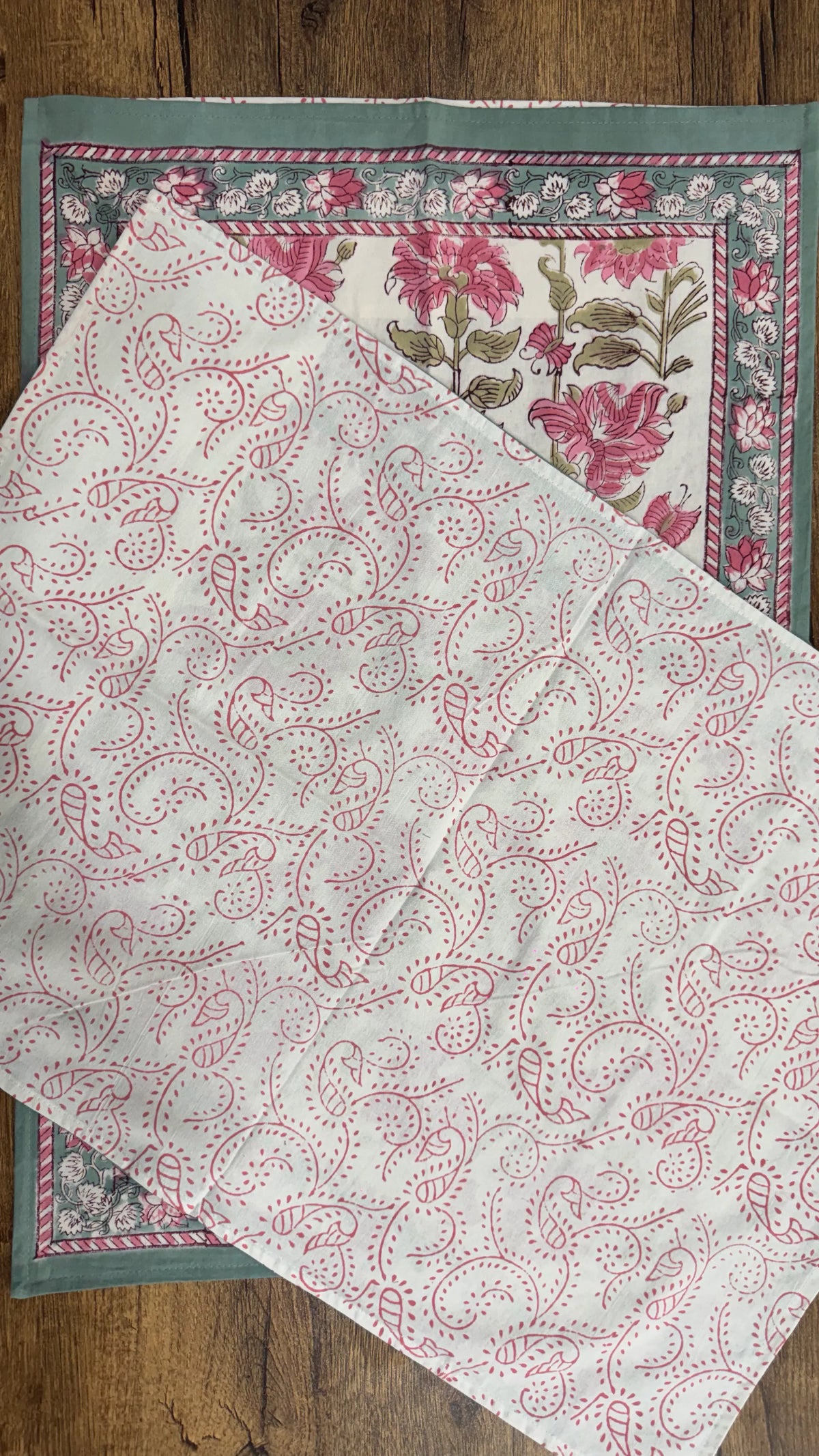 block-printed Organic Cotton Bedsheet & Pillow Cover Set in floral