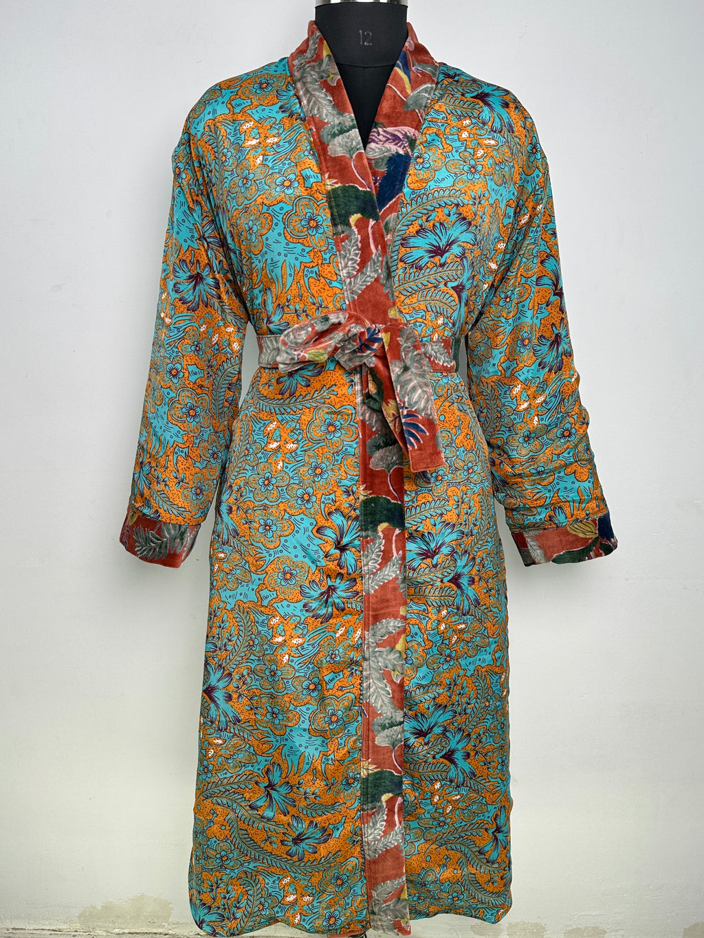 Velvet Women Kimono Robe | Boho Dressing Gown Reversible With Lining | Womens Clothing Bridal Robe Spa Gift For Her, Smoking Jacket For Her