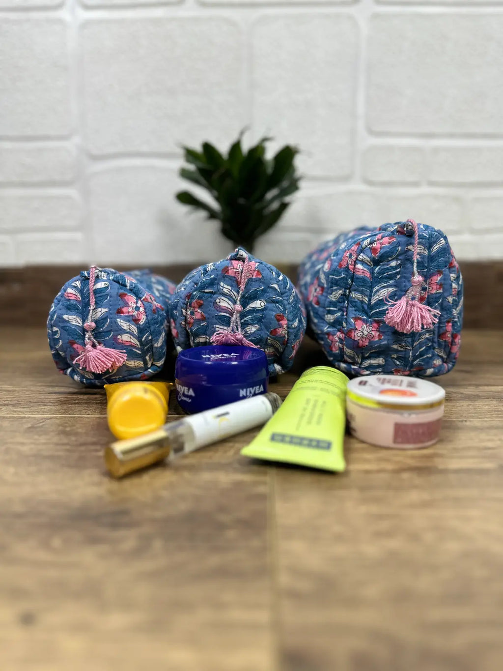 block-printed Toiletry & Makeup Bag