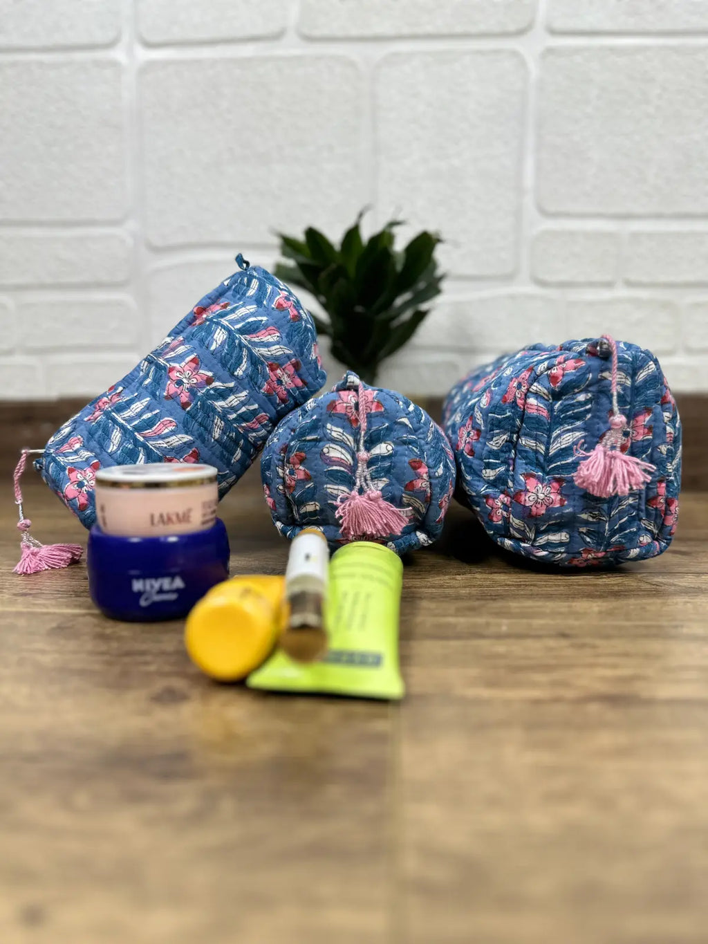 block-printed Toiletry & Makeup Bag