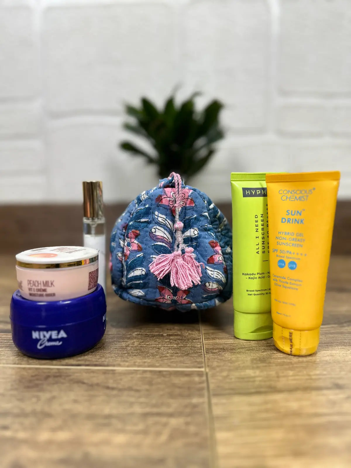 block-printed Toiletry & Makeup Bag