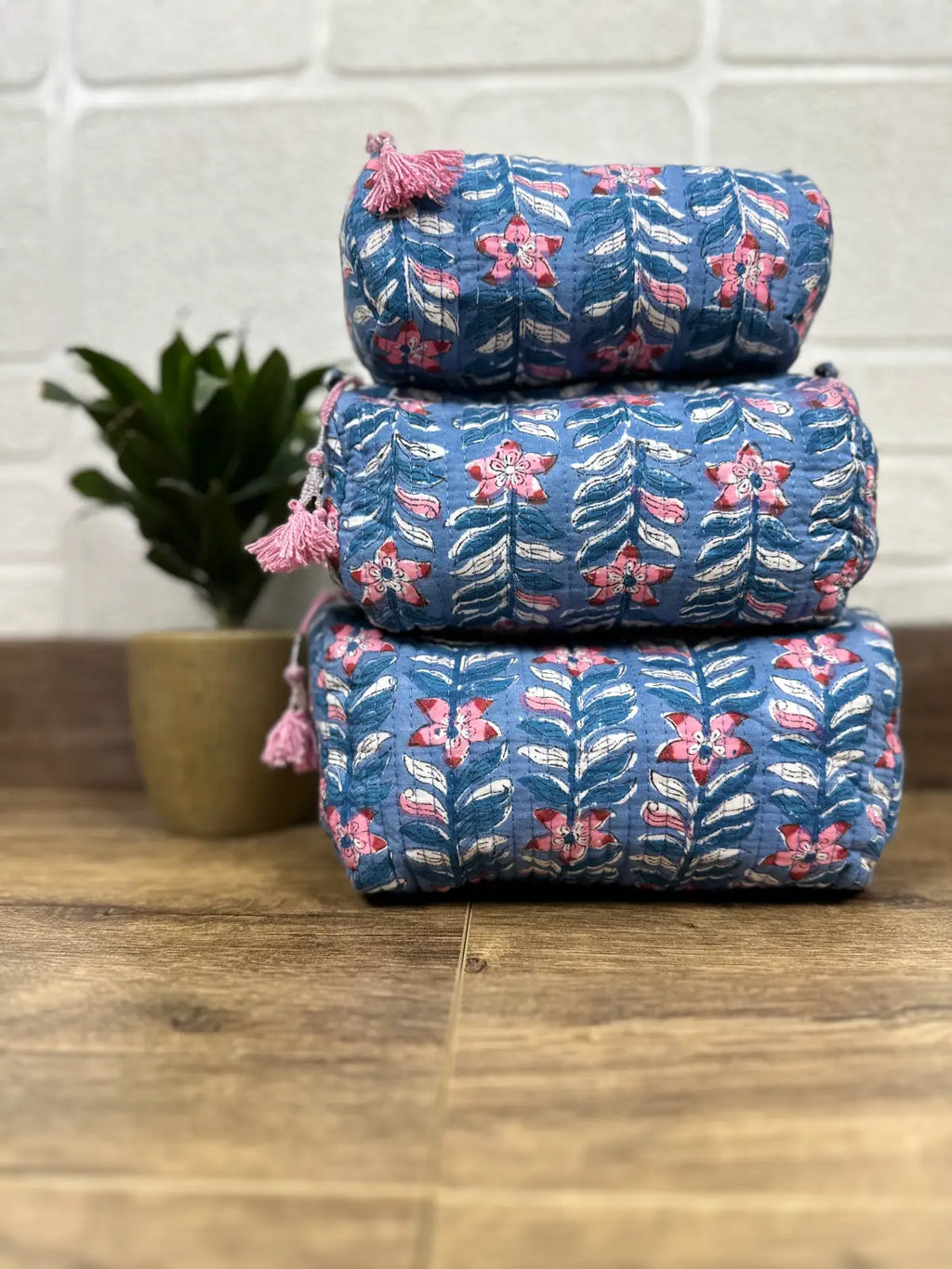block-printed Toiletry & Makeup Bag
