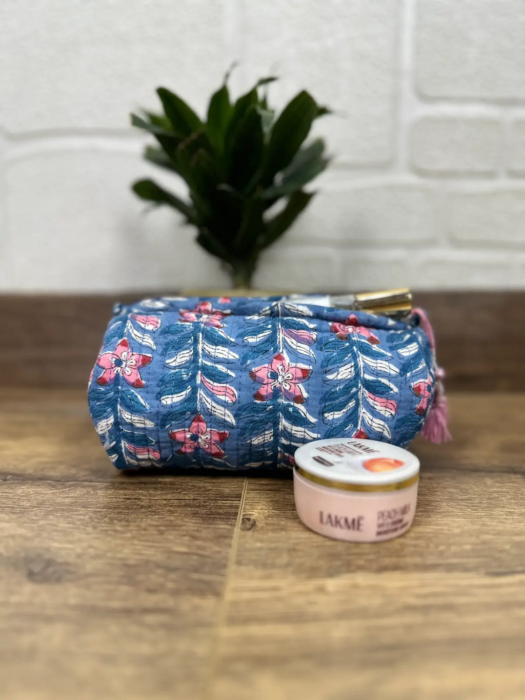block-printed Toiletry & Makeup Bag