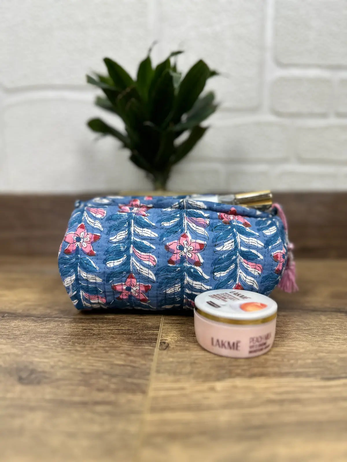 block-printed Toiletry & Makeup Bag