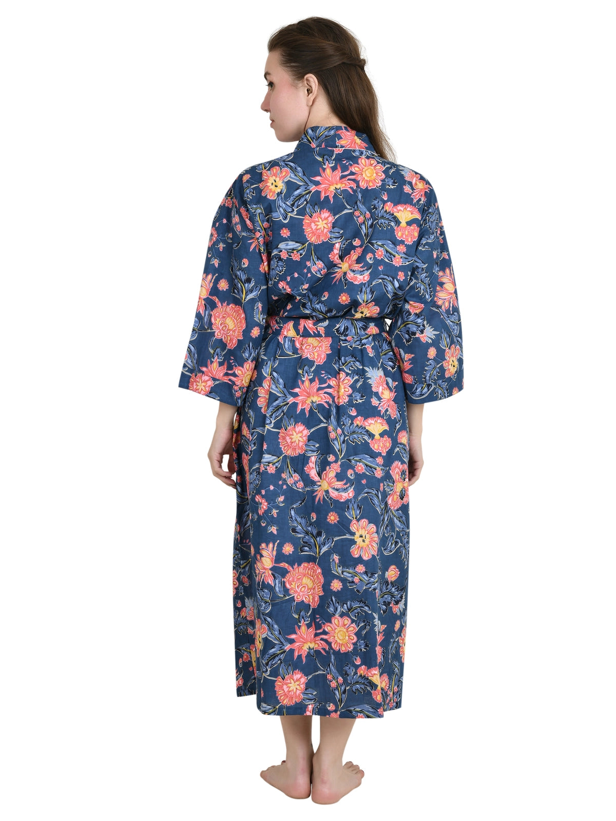 Pure Cotton Handblock Kimono Floral Boho House Bath Robe Spring Summer Fashion Cardigan | Beach Cover Up Bridesmaid Dressing Gown Gift Her