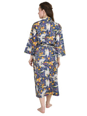 Pure Cotton Handblock Kimono Floral Boho House Bath Robe Spring Summer Fashion Cardigan | Animal Print Beach Cover Up Bridesmaid Dressing Gown Gift Her