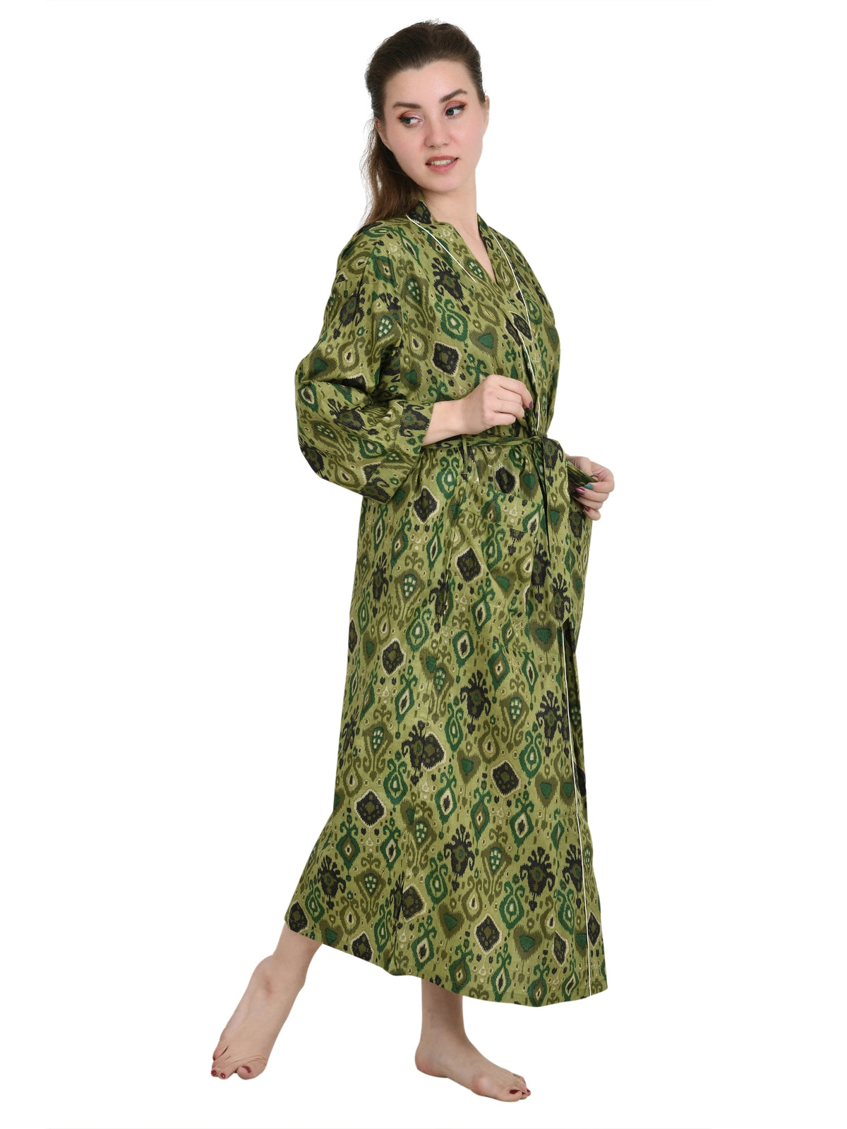 Pure Cotton Handblock Kimono Floral Boho House Bath Robe Spring Summer Fashion Cardigan | Ikat Print Beach Cover Up Bridesmaid Dressing Gown Gift Her