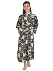 Pure Cotton Handblock Kimono Floral Boho House Bath Robe Spring Summer Fashion Cardigan | Bird Print Beach Cover Up Bridesmaid Dressing Gown Gift Her