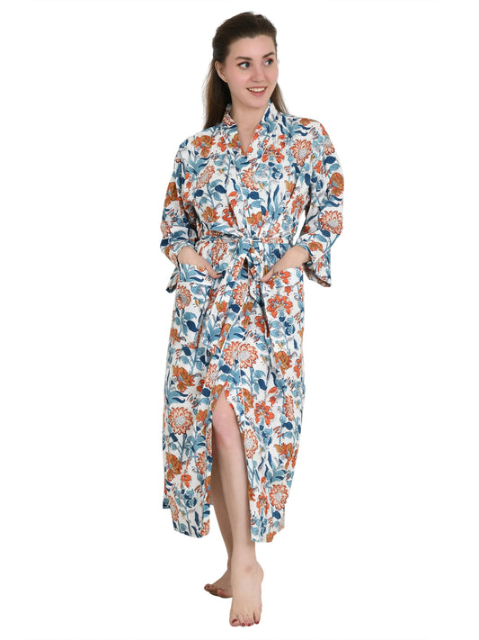 Kimono en pur coton à fleurs, style Boho, Robe de bain pour la maison, Cardigan à la mode printemps et été | Robe de chambre de demoiselle d'honneur pour la plage, cadeau pour elle