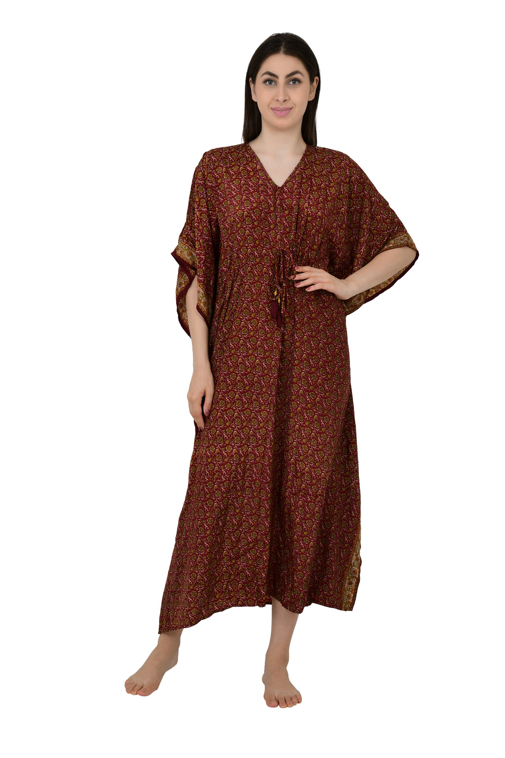 Silk Blend Maxi Dress Women, Summer Loose Fit Luxury Lounge Caftan Beachwear Nightie Nightdress, Flowy Gown Plus Size Modest Dress for Her