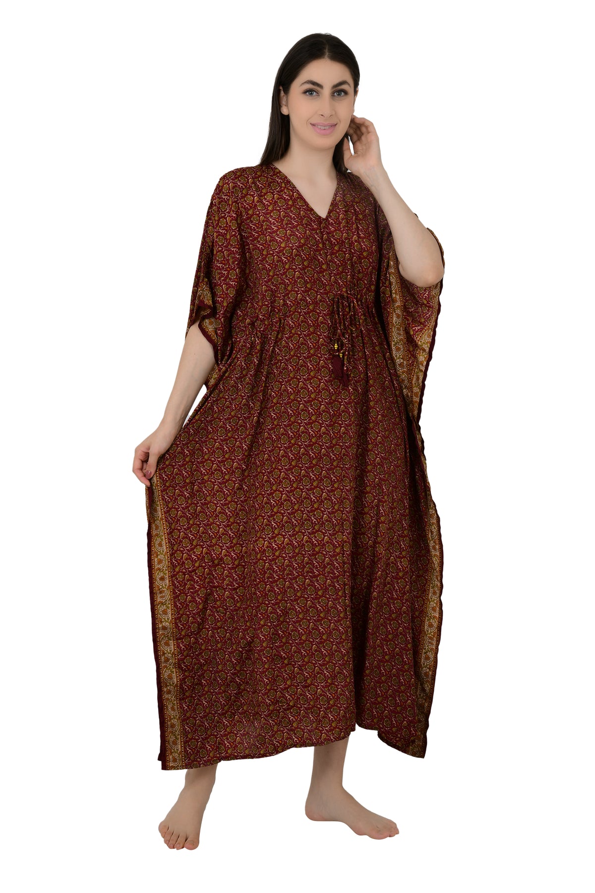 Silk Blend Maxi Dress Women, Summer Loose Fit Luxury Lounge Caftan Beachwear Nightie Nightdress, Flowy Gown Plus Size Modest Dress for Her