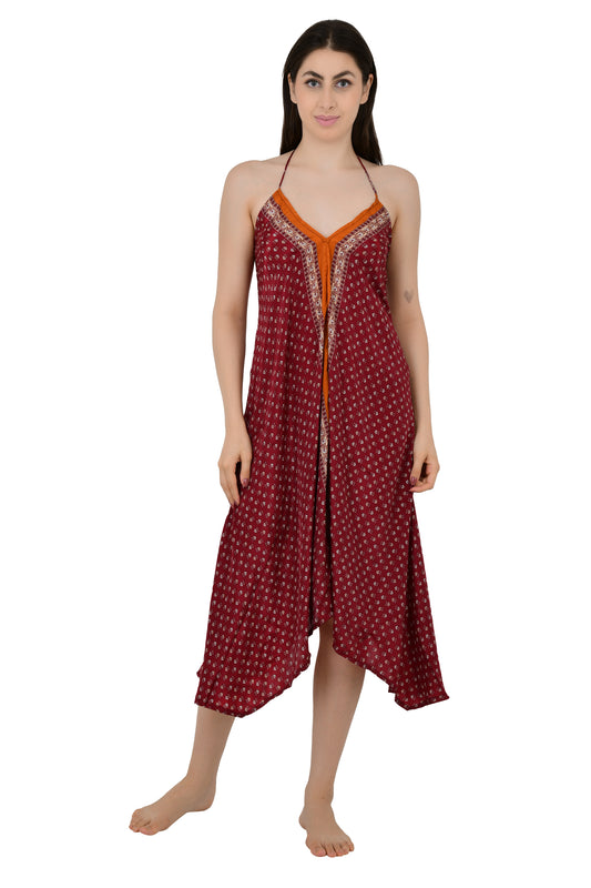 Handmade Floral Halter Maxi Dress: Vintage Boho Sundress