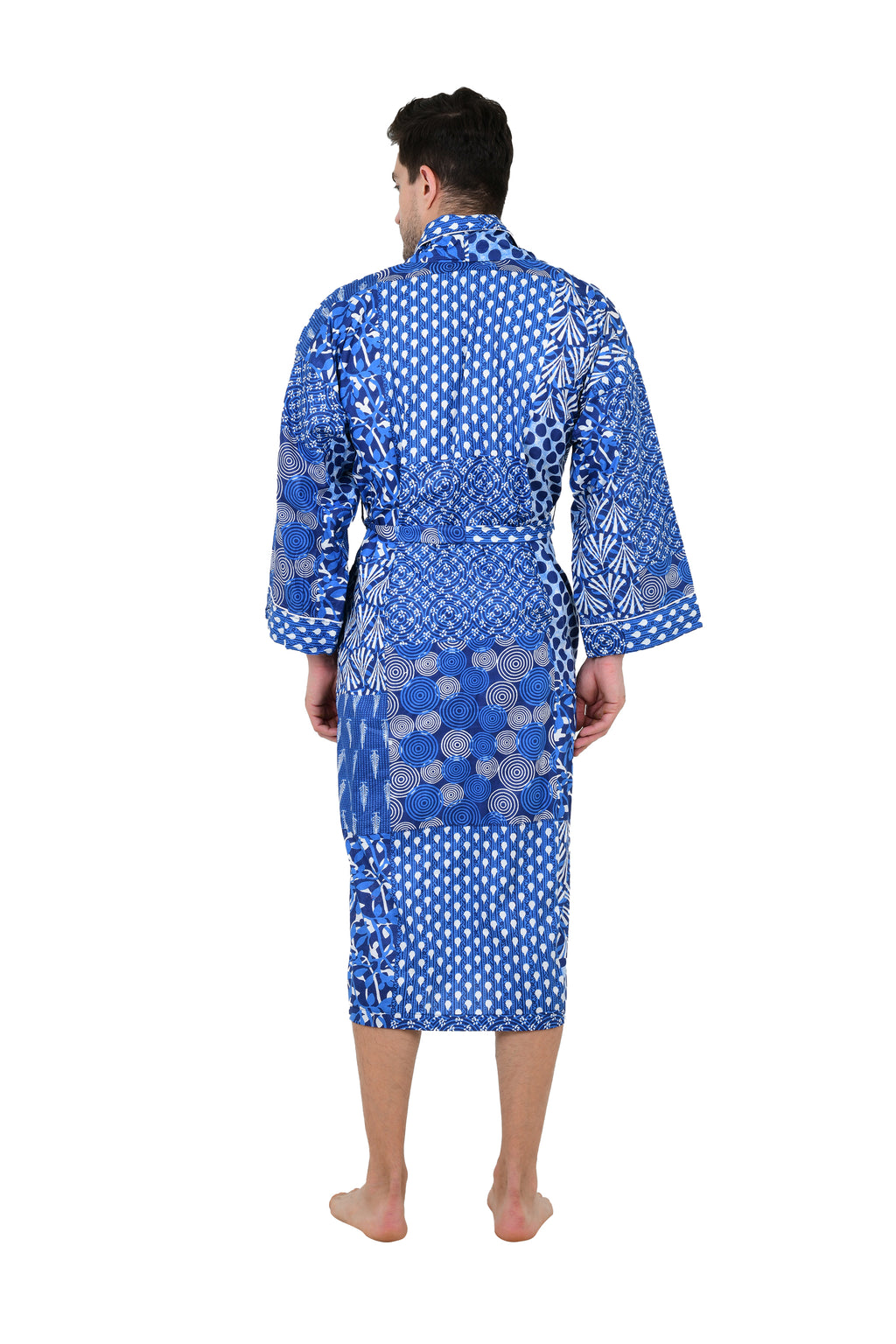 Men's Cotton Long Kimono Robe with pockets