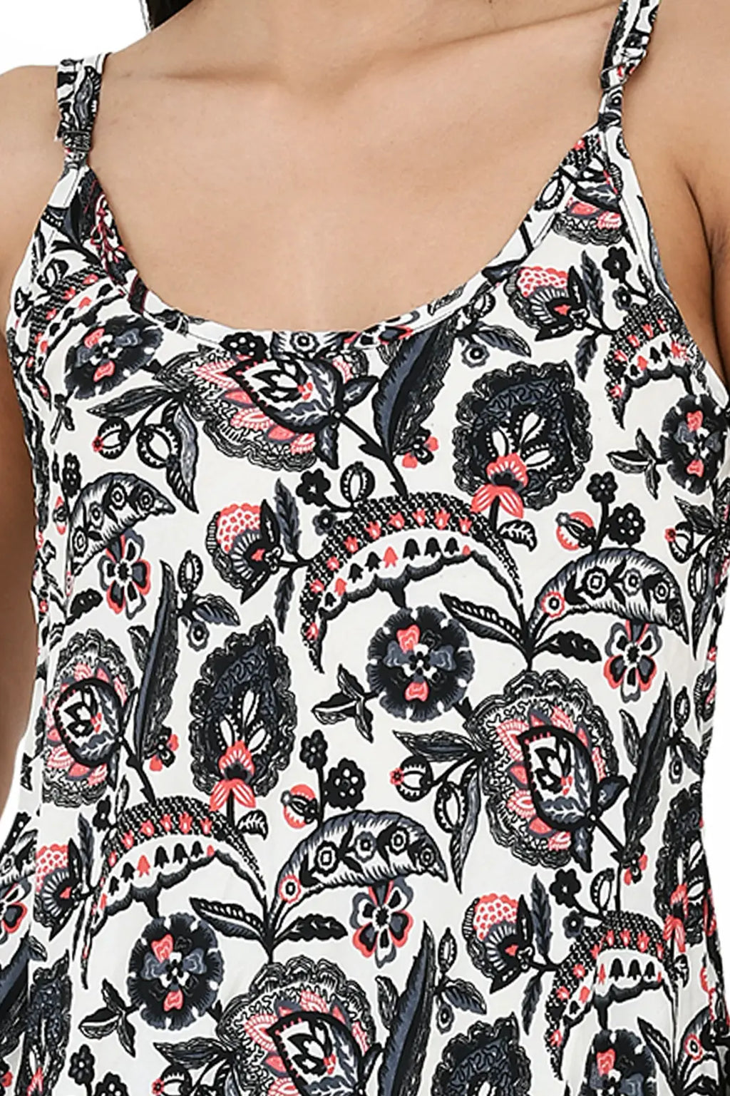 Women's Silk Kimono & Cami Set in white black floral