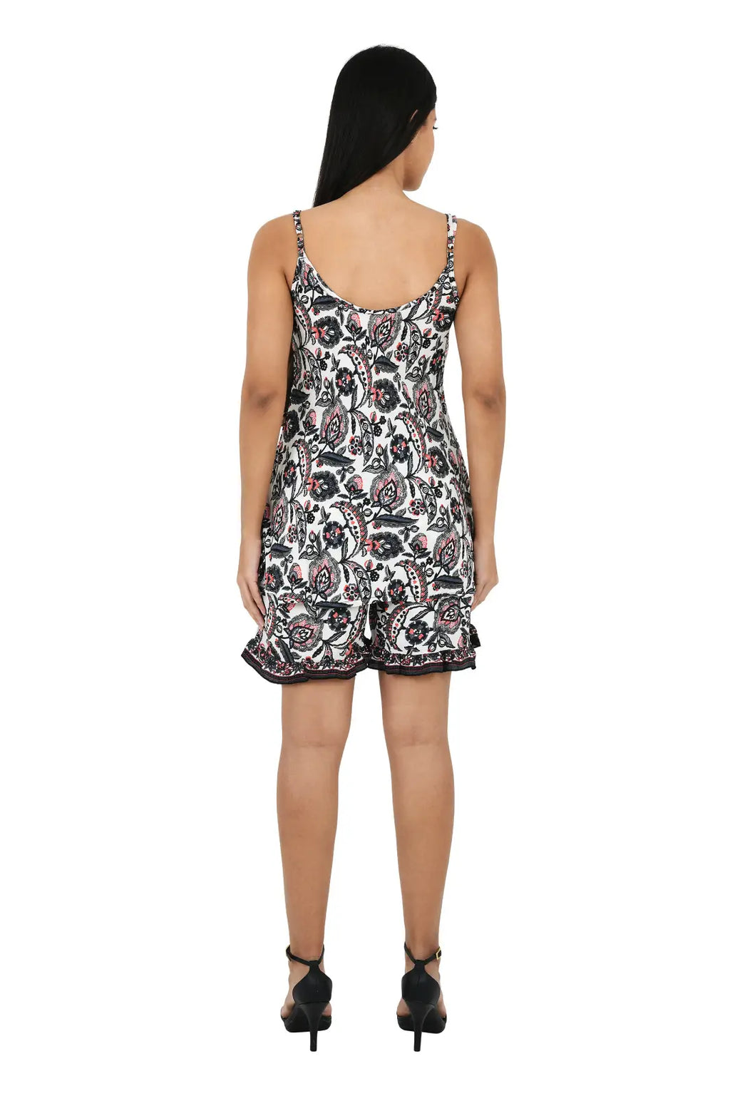 Women's Silk Kimono & Cami Set in white black floral