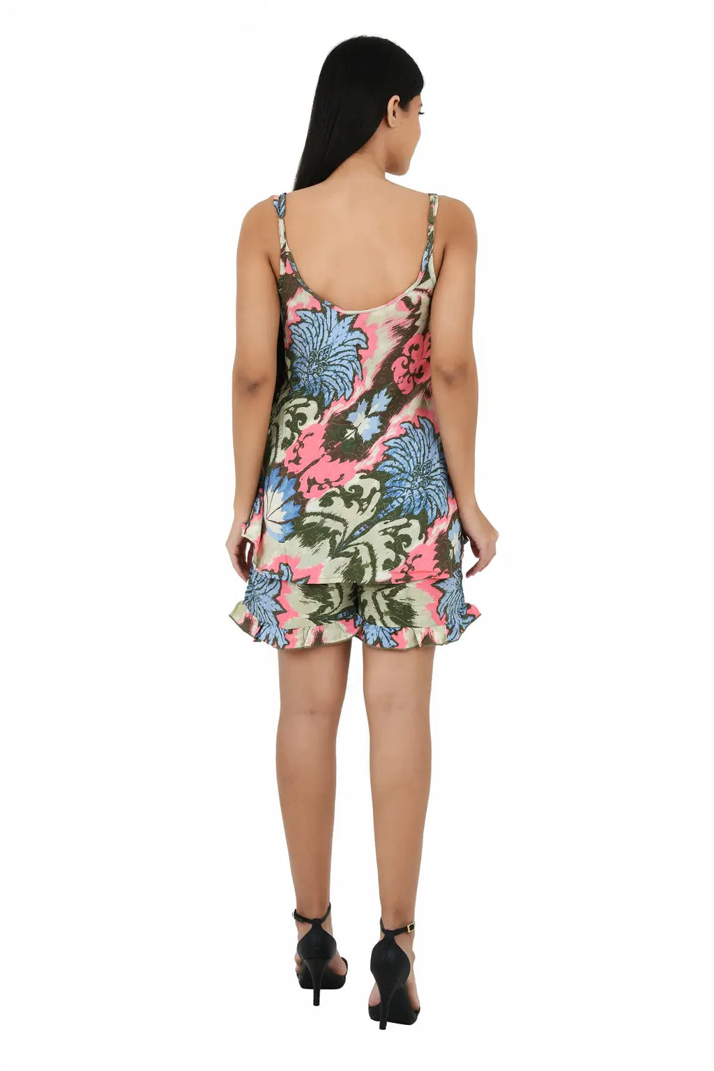 Women's Silk Kimono & Cami Set in ivory pink floral