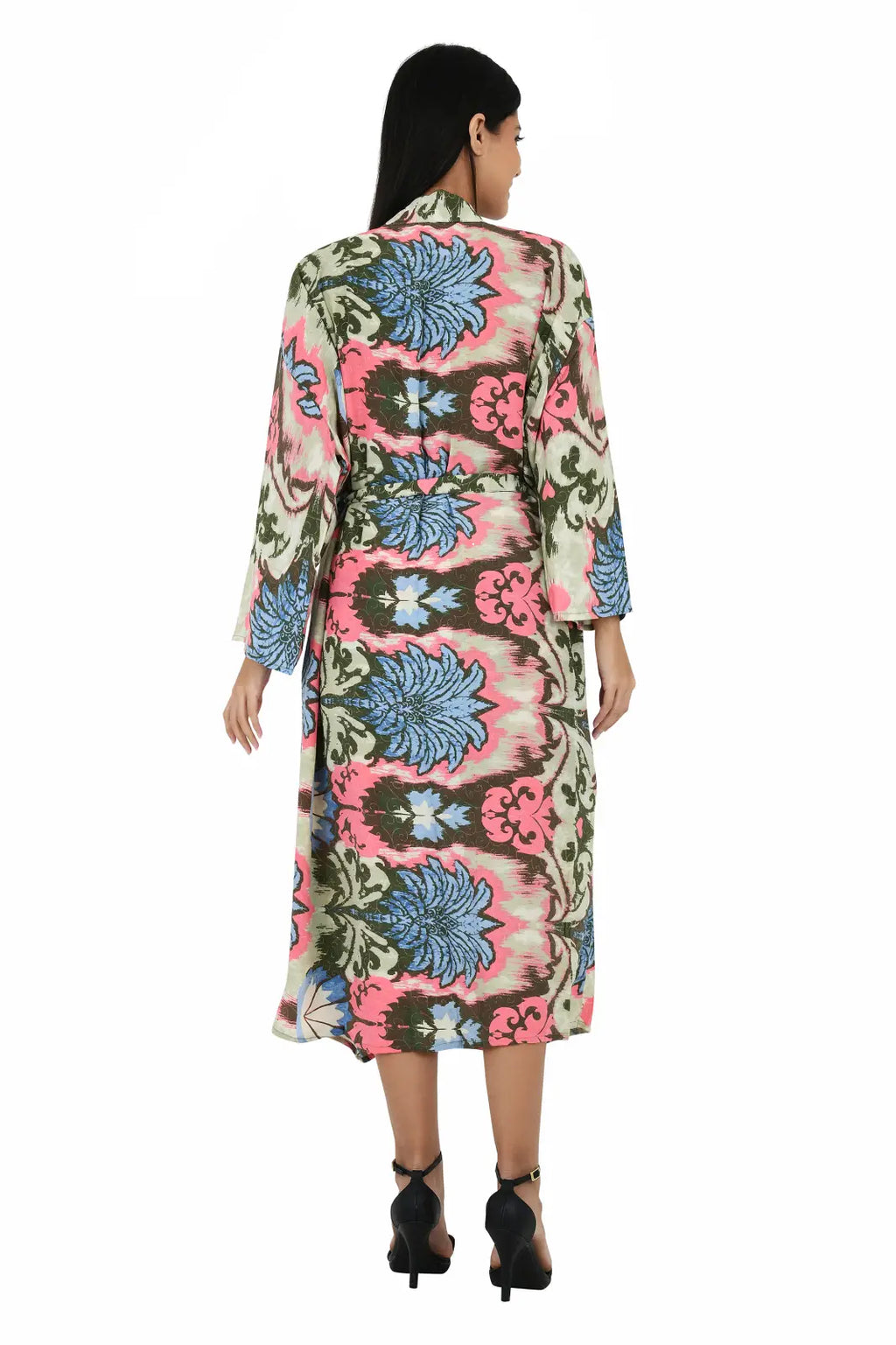 Women's Silk Kimono & Cami Set in ivory pink floral