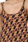 Women's Silk Kimono & Cami Set in brown black geometric