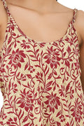 Silk Sari Women Kimono Cami Set | One Size Beige Red Floral Camisole
