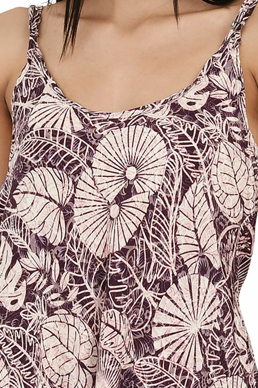 Women's Silk Kimono & Cami Set in purple ivory floral