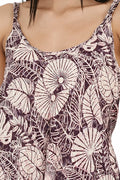 Women's Silk Kimono & Cami Set in purple ivory floral