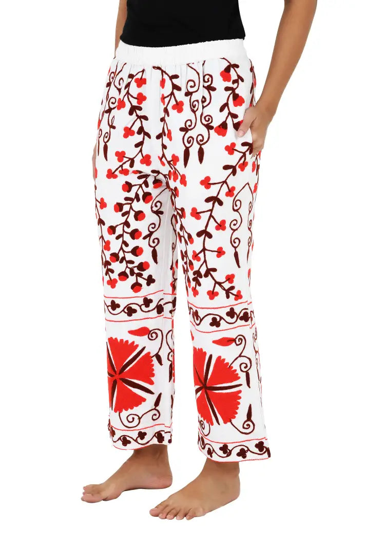 Women's Suzani embroidered Harem Pants in floral with pockets
