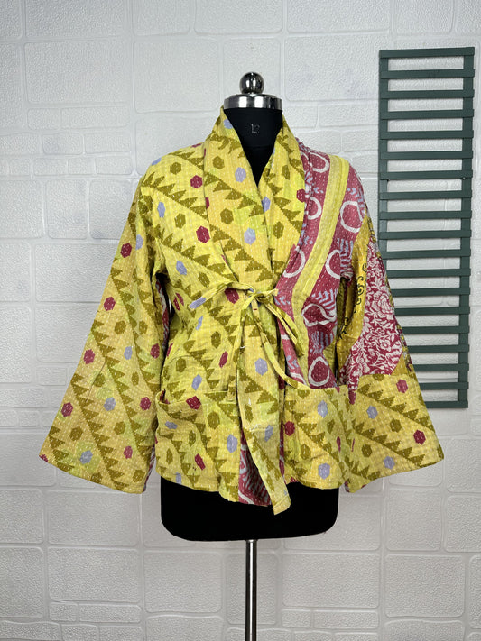 Vintage Kantha Stitch Dori Jacket | One of a Kind Handstitched Boho Chic Fashion Reversible Short Coat