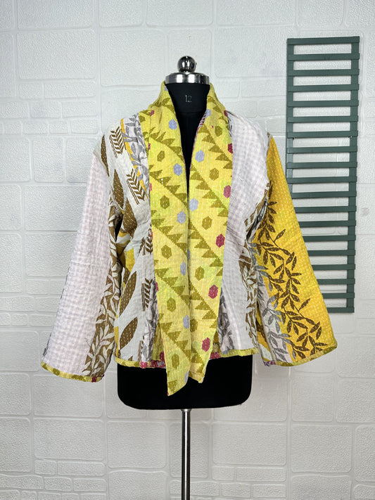 Vintage Kantha Stitch Dori Jacket | One of a Kind Handstitched Boho Chic Fashion Reversible Short Coat