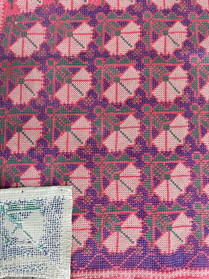 Vintage Style Cotton Handwoven Dhurrie Rug - 6ft by 4ft