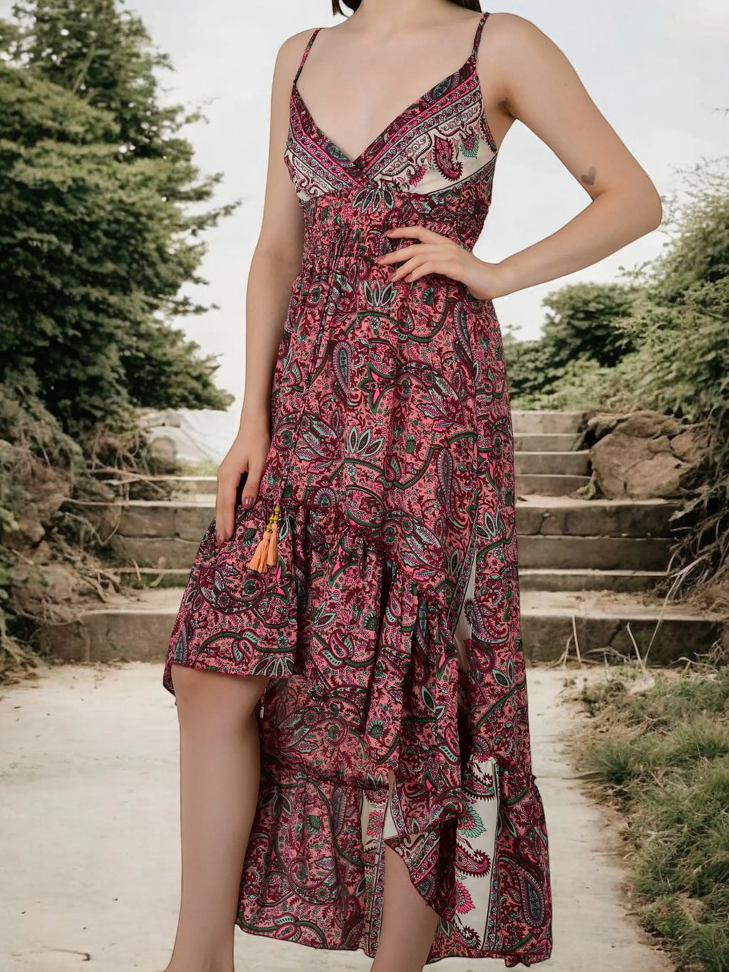 Women's Silk Maxi Dress in floral