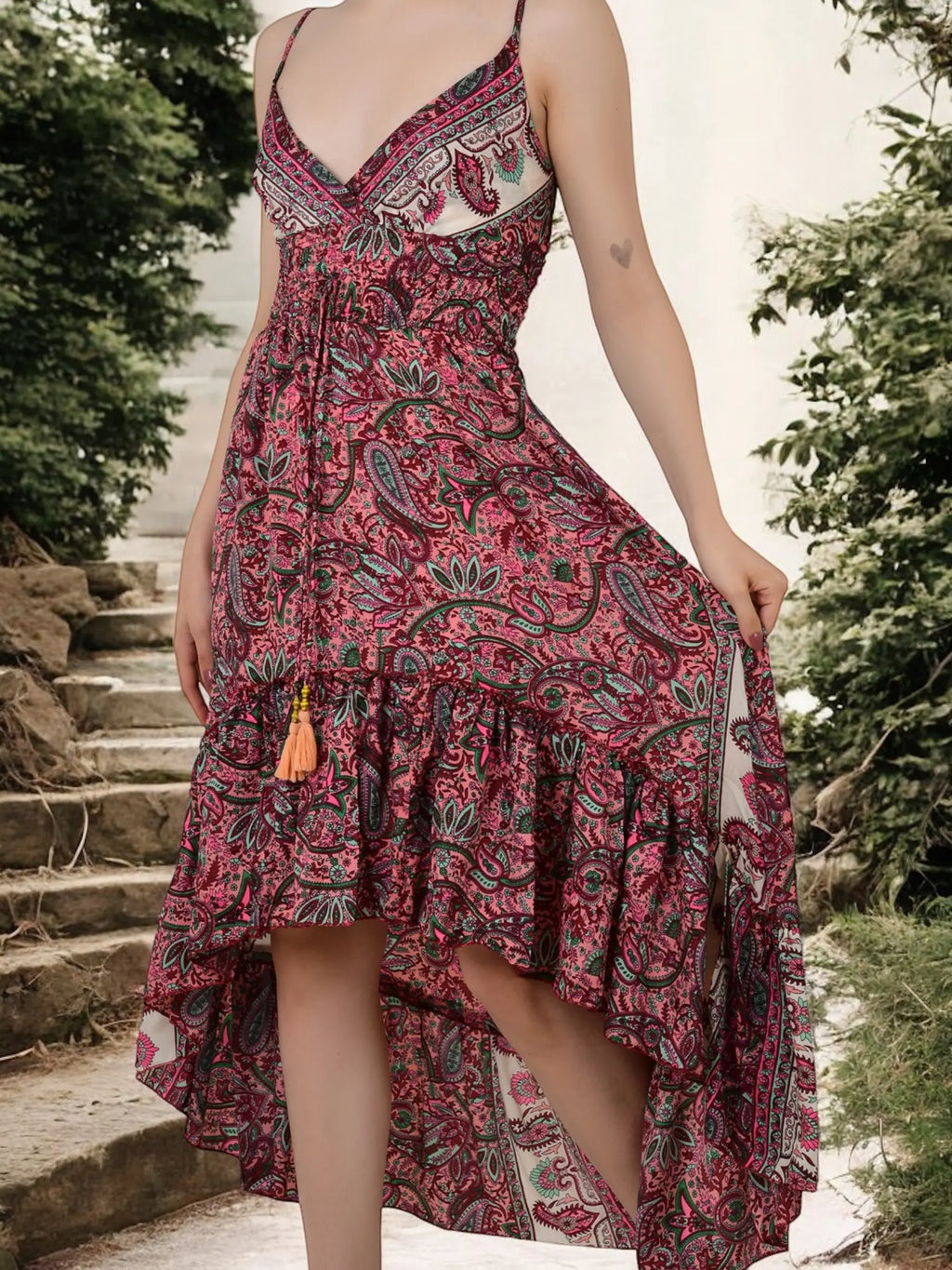 Women's Silk Maxi Dress in floral