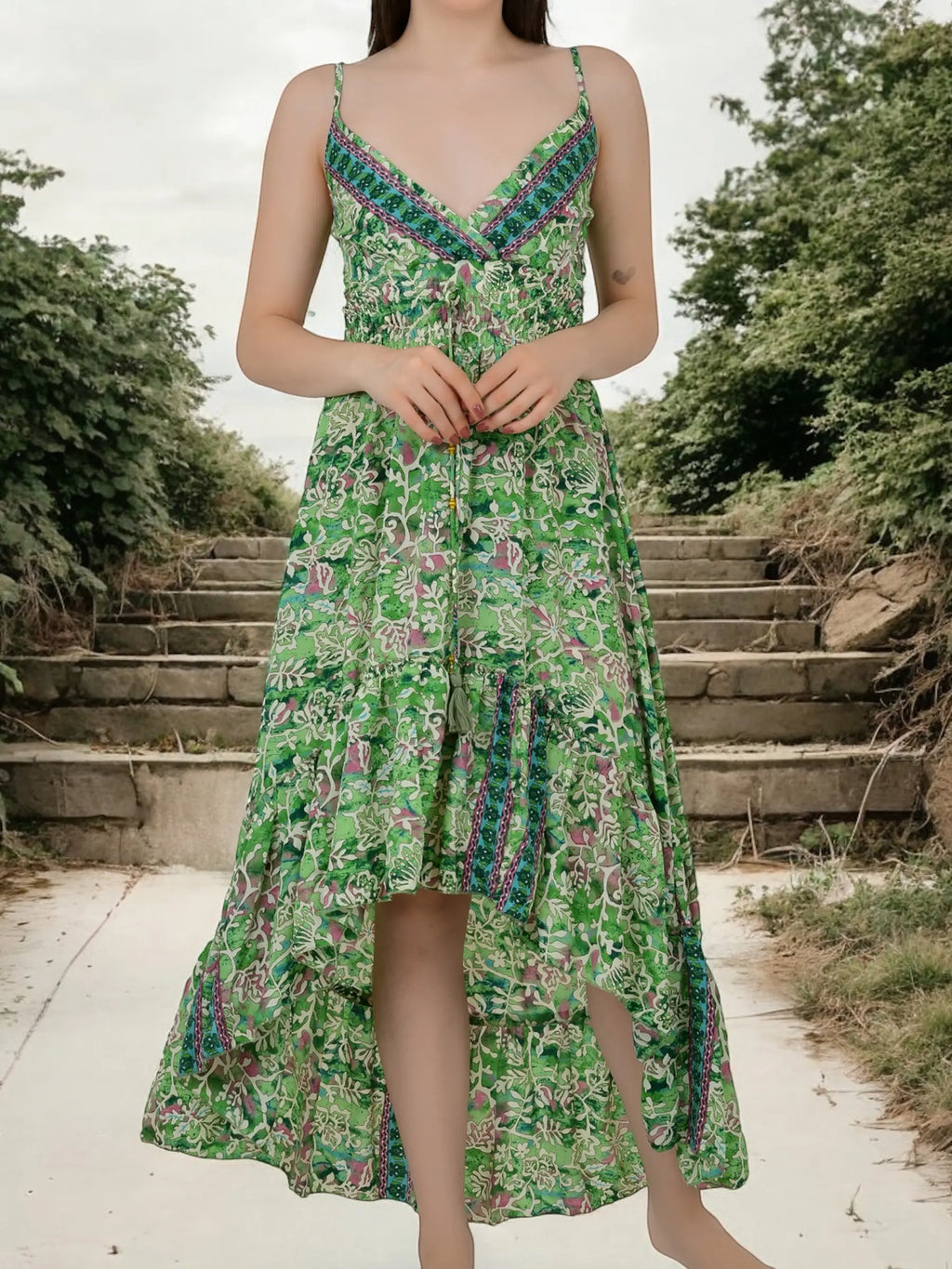 Women's Silk Maxi Dress in floral